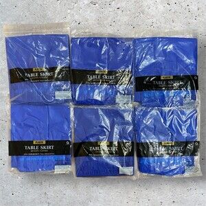 Blue TABLE SKIRT, 29" X 14' Pleated Plastic Disposable Waterproof Set Of 6